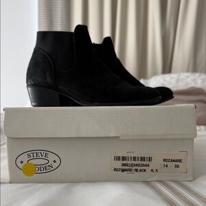 Steve Madden Black Suede Chelsea Ankle Booties
